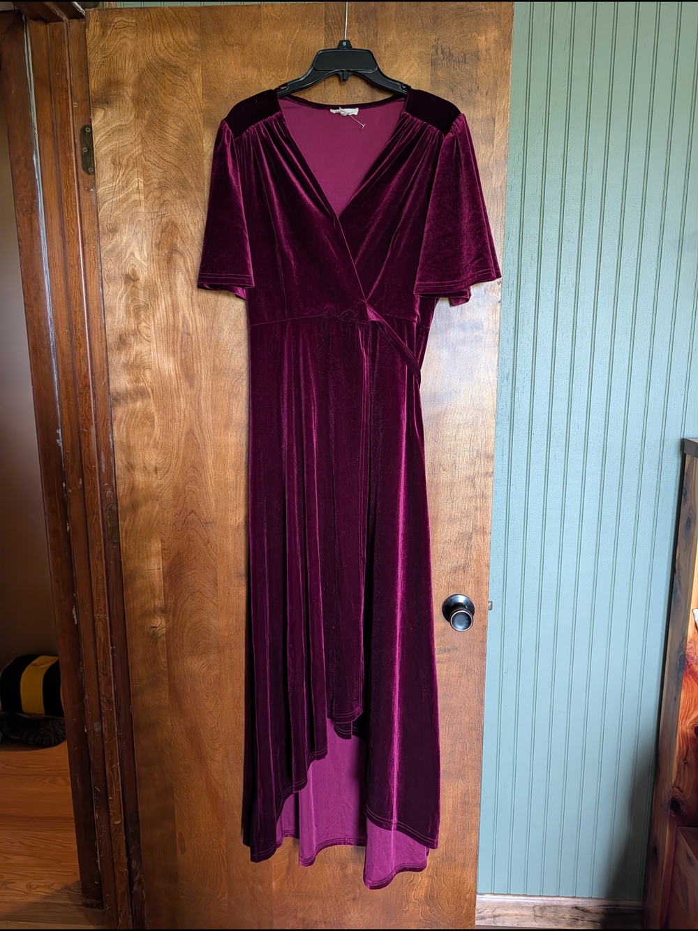 In Bloom Velvet Wrap Dress in Deep Plum